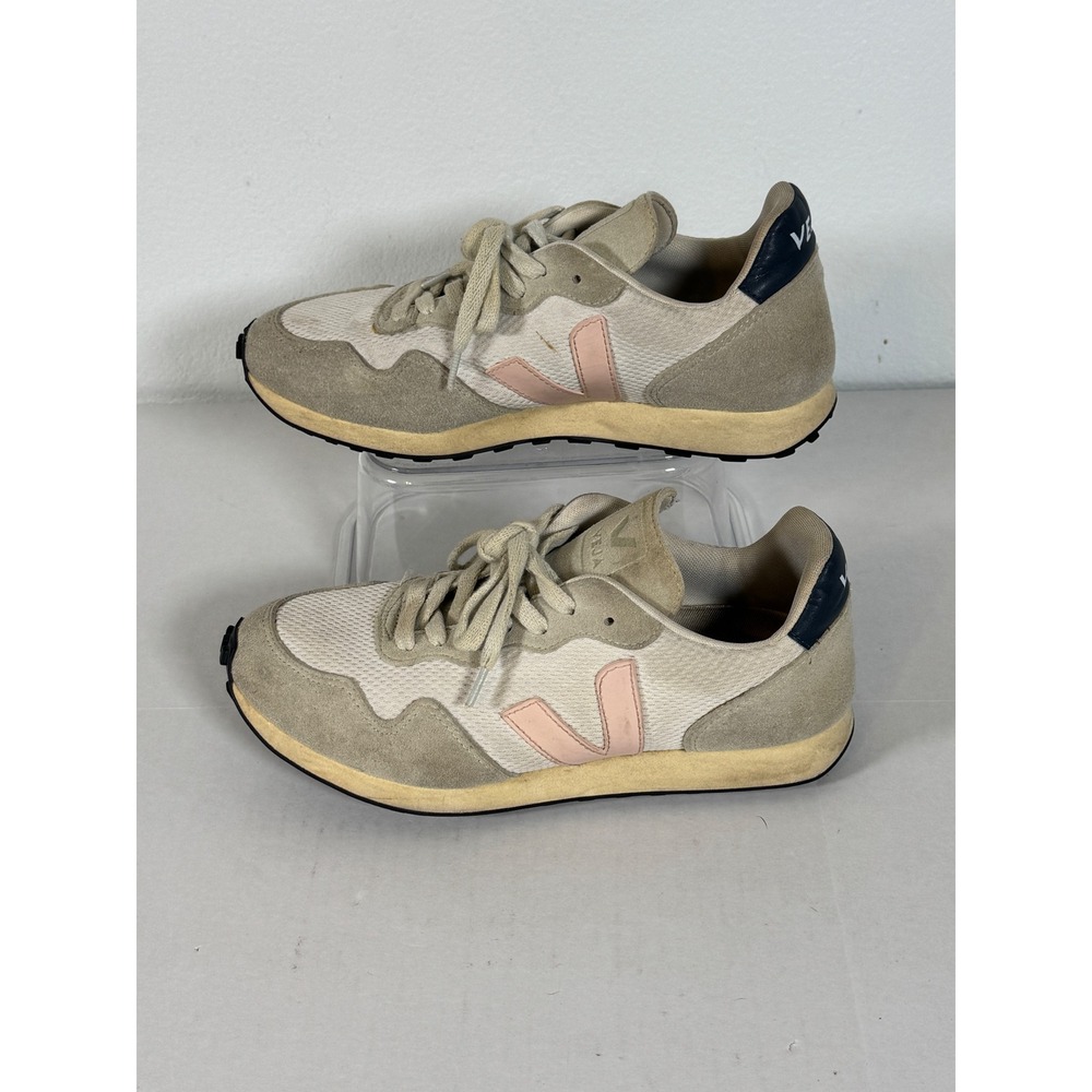 Veja V-10 Women's Sneakers Beige Pink Suede‎ Mesh Lace Up - Picture 6 of 9